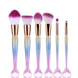 AC1302-5 Set 6 pensule make up, cu manere colorate mermaid fishtail