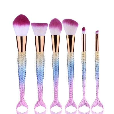AC1302-5 Set 6 pensule make up, cu manere colorate mermaid fishtail foto