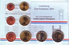 Luxemburg setul 8 monede euro 2004 cu 2 euro comemorativa - in folder foto