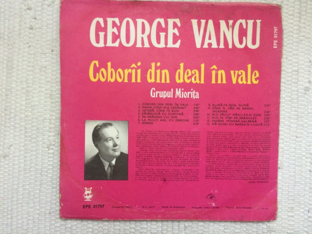 George Vancu Grupul Miorita Coborai Din Deal In Vale Disc Vinyl Muzica Folclor Vinil Electrecord Okazii Ro