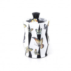 Vaza decorativa Lucky Art BUTTERFLY ceramica alb si negru 26 cm foto