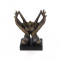 Decoratiune Lucky Art Lotus Hands poliuretan bronz 27 cm