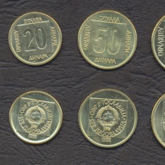 IUGOSLAVIA █ SET COMPLET DE MONEDE █ 10, 20, 50, 100 Dinara █ 1989 █ UNC