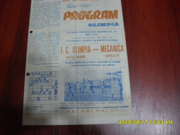 program Olimpia SM - Mecanica Orastie