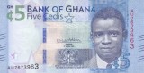 Bancnota Ghana 5 Cedis 2017 (2018) - P44 UNC ( varianta fara mesaj comemorativ )