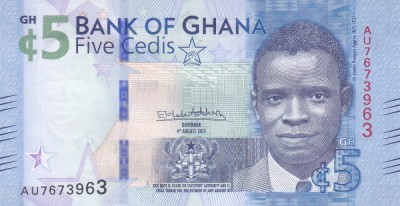 Bancnota Ghana 5 Cedis 2017 (2018) - P44 UNC ( varianta fara mesaj comemorativ ) foto