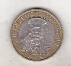 bnk mnd Anglia Marea Britanie 2 lire 2014 bimetal comemorativa bimetal foto
