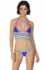 SW858-4 Costum de baie multicolor, cu neopren si model crosetat la extremitati foto