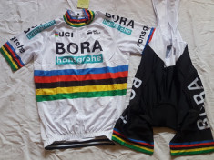 Echipament ciclism Sagan Bora World champion 2018 set pantaloni tricou NOU foto