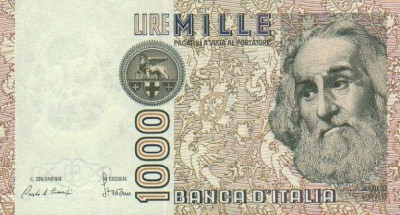 ITALIA █ bancnota █ 1000 Lire █ 1982 █ P-109a █ UNC █ necirculata foto