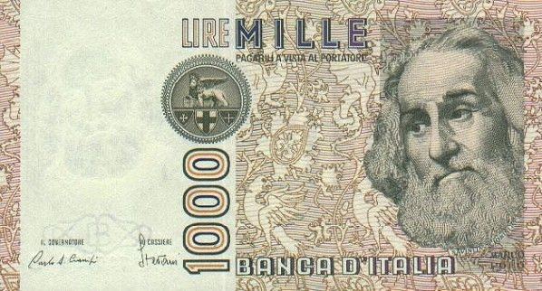 ITALIA █ bancnota █ 1000 Lire █ 1982 █ P-109a █ UNC █ necirculata