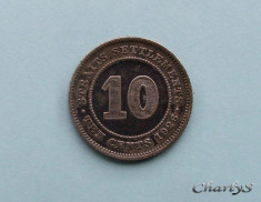 STRAITS SETTLEMENTS - 10 Cents 1926 - George V - Argint 2.71 g foto