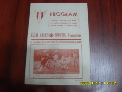 Program FCM Galati - Sportul Stud. foto