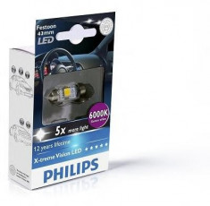 Bec Led C5w 12V 1W / 6000K ( Lumina Bleu, 43 Mm ), X-Treme Vision Philips 35072 foto