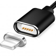 Cablu de date Magnetic Axessman pentru iPhone, conector Lightning Magnetic, 1m, negru foto