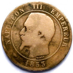 MOKAZIE , FRANTA , NAPOLEON III , 10 CENTIMES 1853 A , PARIS MINT , URIASA 30mm. foto