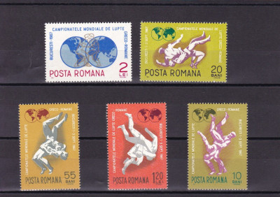 ROMANIA 1967 LP 655 CAMPIONATELE MONDIALE DE LUPTE GRECO-ROMANE SERIE MNH foto