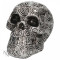 Statueta craniu Spirale argintii 22 cm