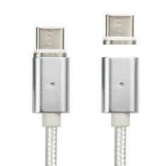 Cablu de date USB Tip C Magnetic, 1m, alb foto