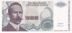 Bancnota Bosnia 500.000.000 Dinari 1993 - P155 UNC ( Rep. Srpska ) foto