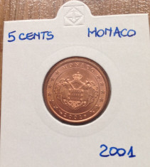 moneda MONACO 5 euro centi 2001 - UNC foto