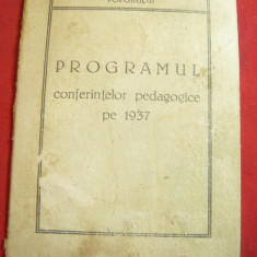Programul Conferintelor Pedagogice pe 1937 sub egida Casei Scoalelor si a Cultur