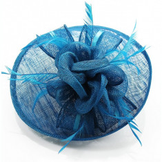 Teal Mesh Hat Feather Fascinator - LSH0082 foto