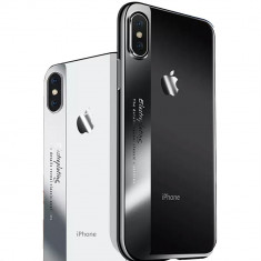 Husa iPhone X Silicon Luxury Transparenta Vertical Black foto