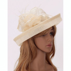 Ivory Mesh Hat Feather Fascinator - LSH00199 foto