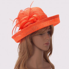 Orange Mesh Hat Feather Fascinator - LSH00199 foto