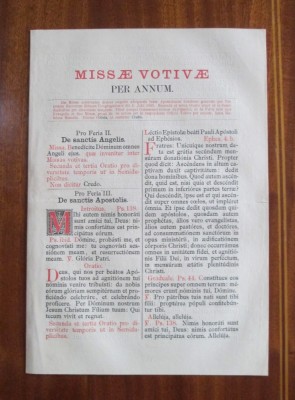 MISSAE VOTIVAE Per Annum (Ratisbonae - 1883 - PIESA SUPERBA!) foto