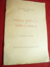 L.Surlasiu- Poemul Neamului de Sabin Dragoi- Analiza Critica 1936 ,dedicatie si foto