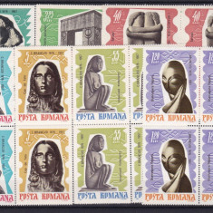 ROMANIA 1967 LP 645-10 ANI DE LA MOARTEA LUI BRANCUSI BLOCURI DE 4 TIMBRE MNH