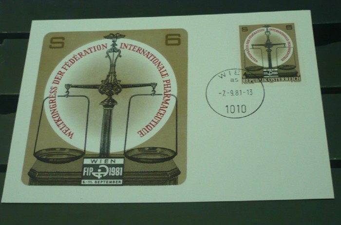 AUSTRIA 1981 - FEDERATIA INTERNATIONALA DE FARMACIE. ILUSTRATA MAXIMA, FD77