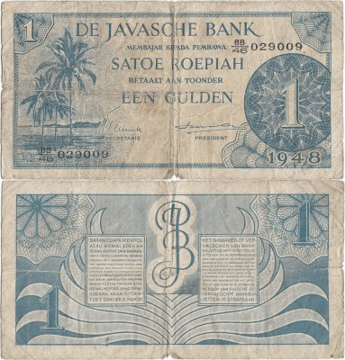 1948, 1 gulden (P-98) - Indiile de Est Olandeze! (CRC: 64%) foto