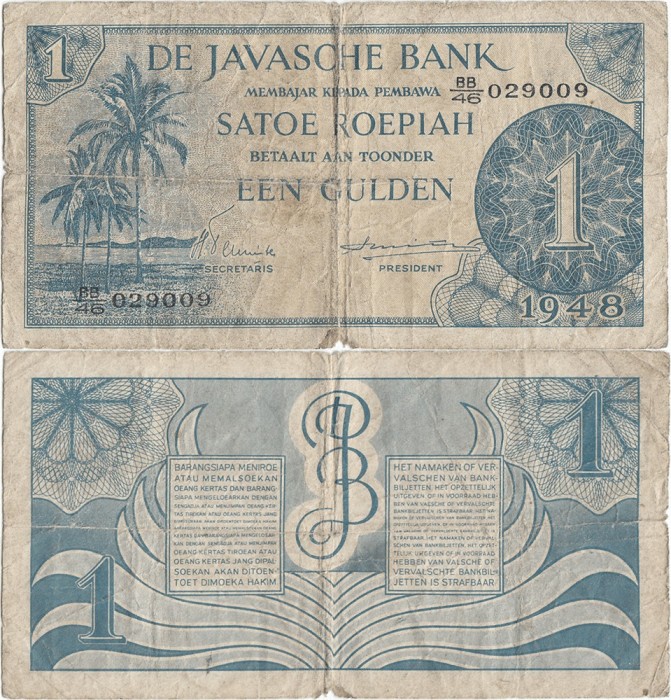 1948, 1 gulden (P-98) - Indiile de Est Olandeze! (CRC: 64%)