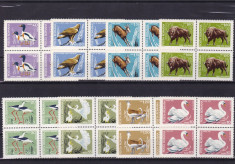 ROMANIA 1968 LP 689 FAUNA DIN REZERVATIILE NATURALE BLOCURI DE 4 TIMBRE MNH foto