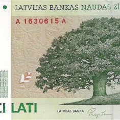 LETONIA █ bancnota █ 5 Lati █ 1992 █ P-43 █ A/A █ UNC █ necirculata