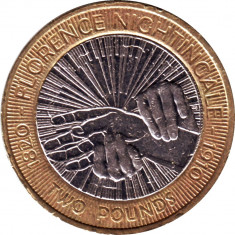 Marea Britanie moneda 2 Pounds 2010 &amp;quot;Florence Nightingale&amp;quot; - VF - 2 foto