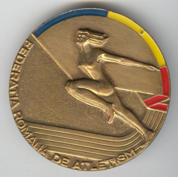 Concurs ROMANIA - ITALIA FEMININ 1977 - FED. ROMANA DE ATLETISM Medalie la cutie