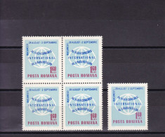 ROMANIA 1967 LP 654 AL X-lea CONGRES AL LINGVISTILOR BLOC DE 4 +1 TIMBRE MNH foto