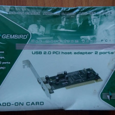 Placa PC USB 2.0 (2 x USB) marca GEMBIRD - NOUA, SIGILATA