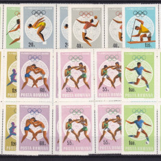 ROMANIA 1968 LP 680 OLIMPIADA MEXIC BLOCURI DE 4 TIMBRE MNH