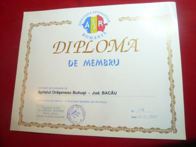 Diploma a Asociatiei Spitalelor din Romania - pt. Spital din Buhusi judet Bacau foto