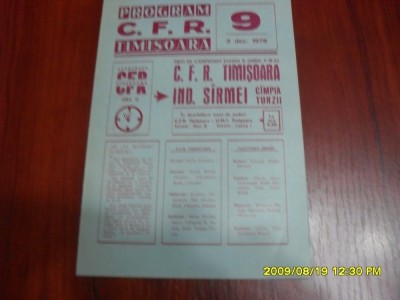 Program CFR Timisoara - Ind. S.C. Turzii foto