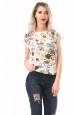 B585-2155 Tricou alb Spring Time, cu imprimeu floral colorat foto