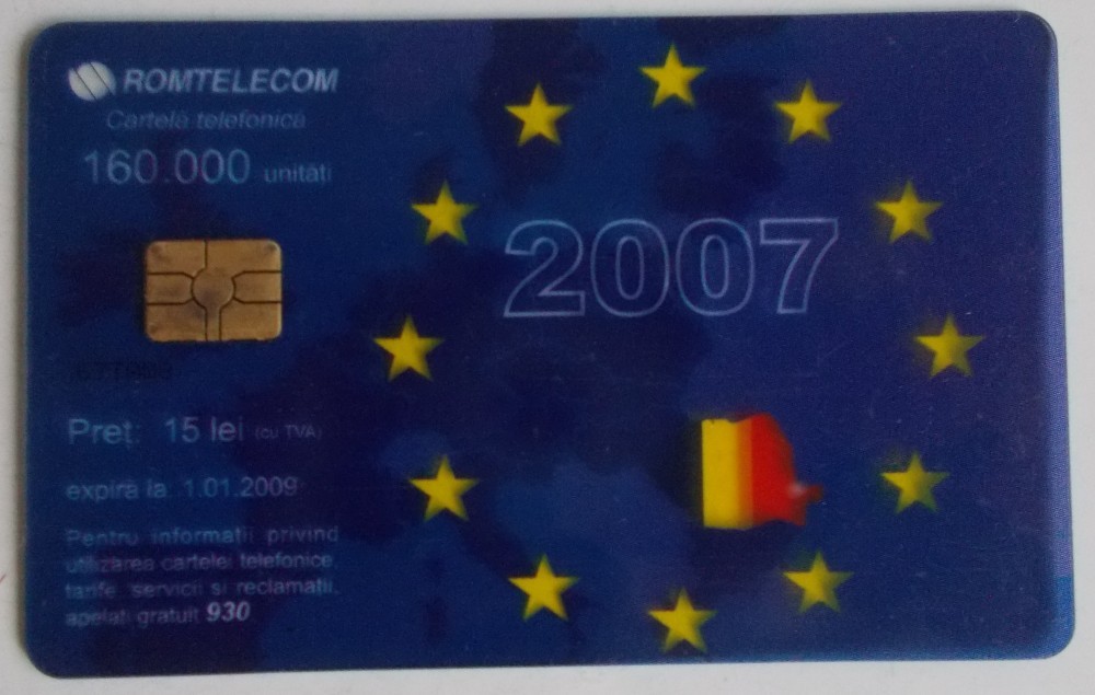 Cartela telefonica Romtelecom transparenta Uniunea Europeana UE 2007 ...