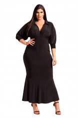 M600P-1 Rochie maxi plus size cu decolteu adanc in V foto