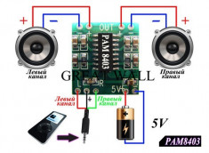 Modul PAM8403 / Amplificator audio 2 x 3W (v.56) foto