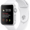 Smartwatch Apple Watch 1 MNNG2, AMOLED Display, Bluetooth, Wi-Fi, Bratara Sport 38mm, Carcasa din aluminiu, Rezistent la apa si praf (Argintiu/Alb)